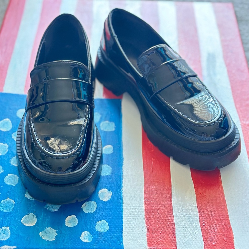 New York & Company Black Patent Slip-On Penny Loafers - Picture 5 of 8